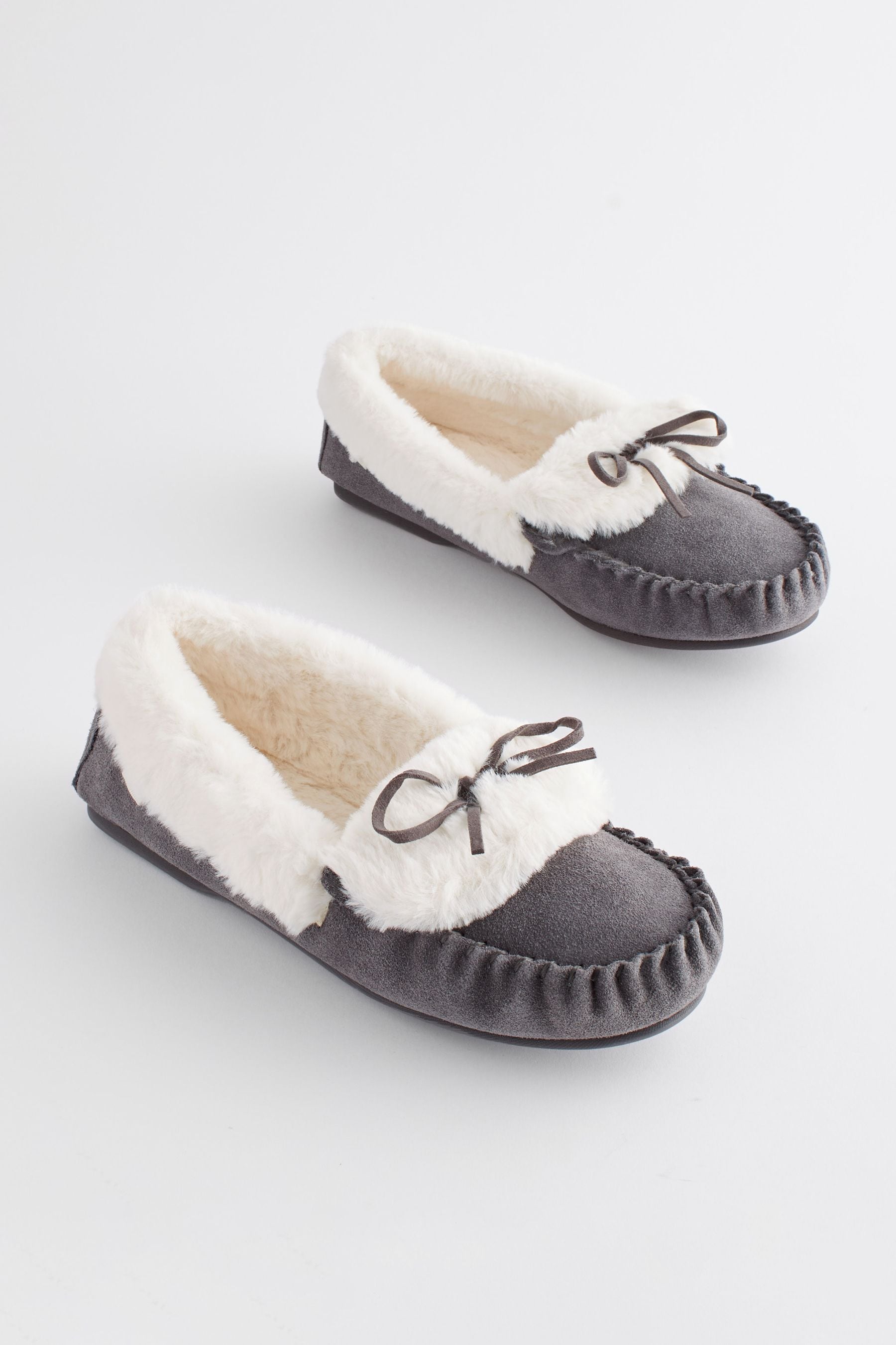 Women's gray moccasins cheap