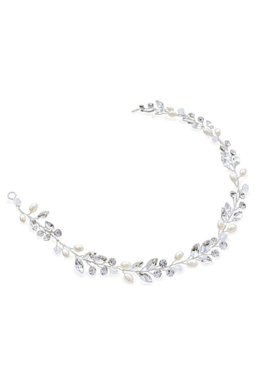 Ivory & Co Silver Bohemia Crystal And Pearl Hair Vine