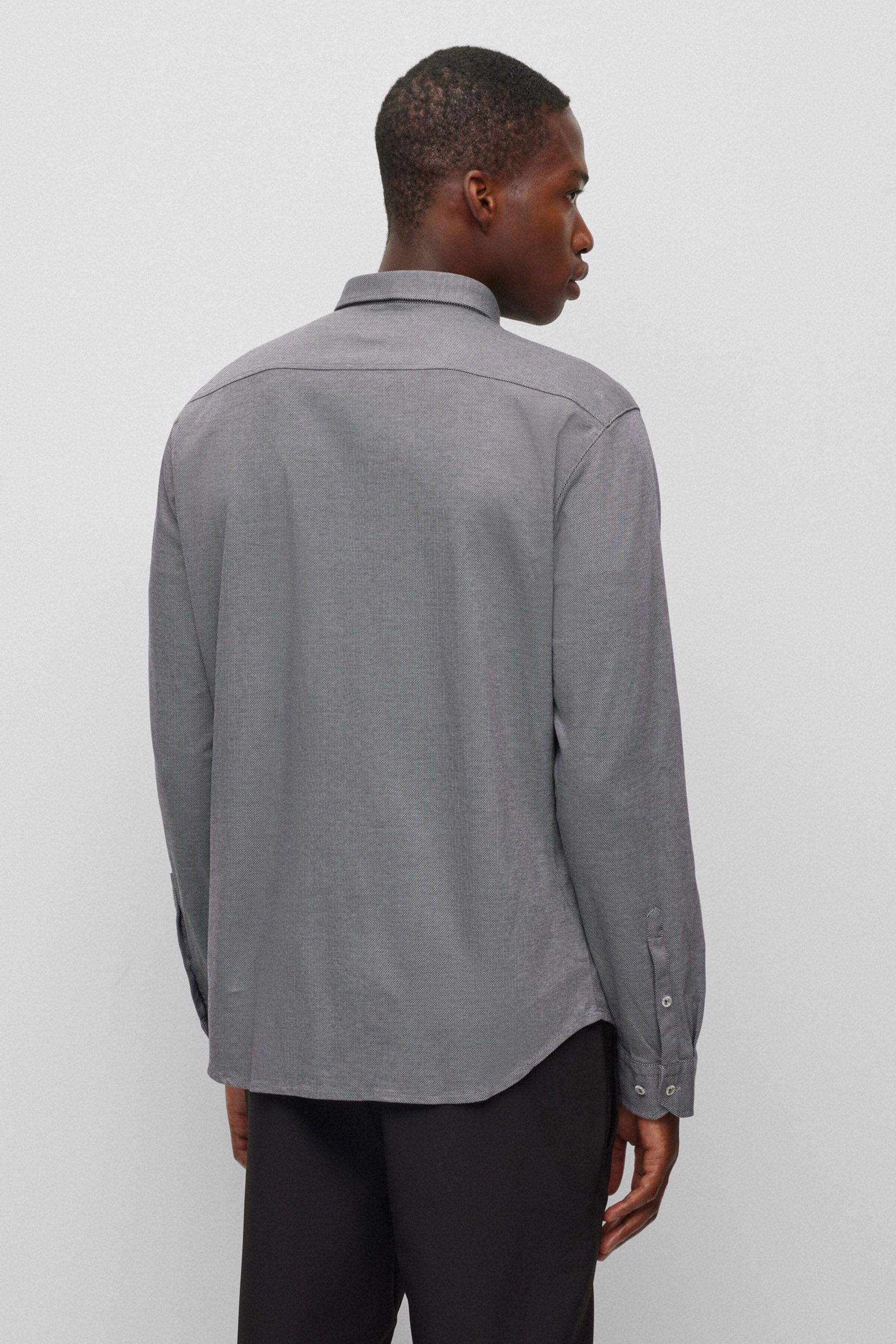 BOSS Grey Biado Long Sleeve Jersey Shirt - Image 3 of 7
