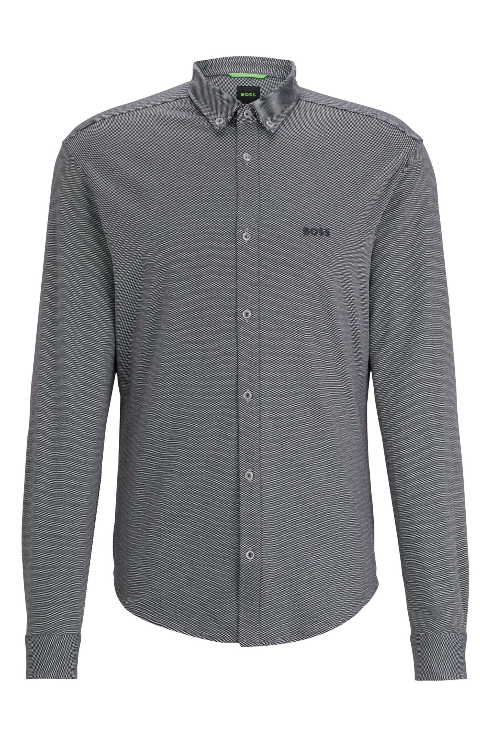 BOSS Grey Biado Long Sleeve Jersey Shirt - Image 7 of 7