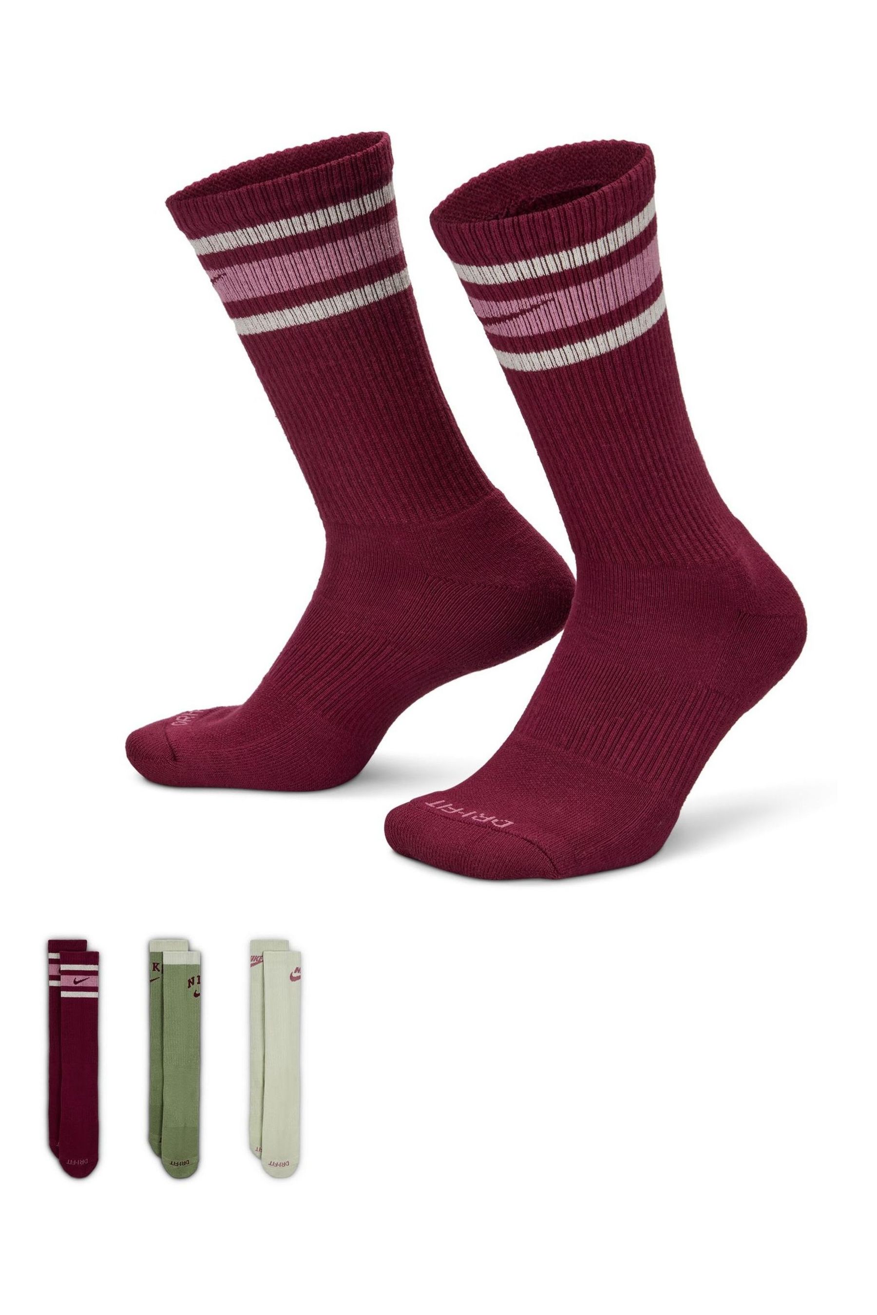 Buy Nike Purple Everyday Plus Retro Crew 100 Cotton Socks 3 Pack from the Next UK online shop