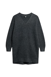 Superdry Grey V-Neck Knit Jumper Dress - Image 4 of 4