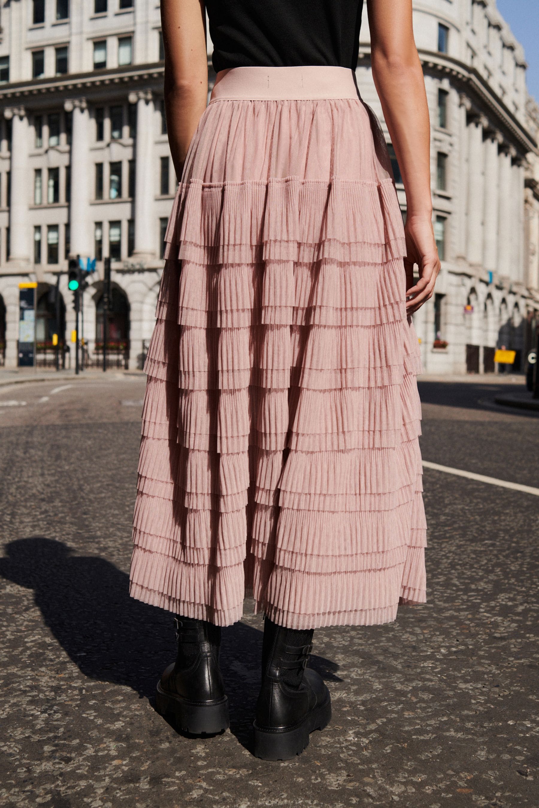 Buy Pink Mesh Tulle Midi Skirt from the Next UK online shop