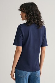 GANT Blue Slim Shield Pique Polo Shirt - Image 2 of 4