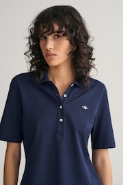 GANT Blue Slim Shield Pique Polo Shirt - Image 3 of 4