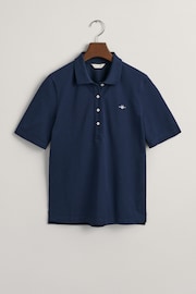GANT Blue Slim Shield Pique Polo Shirt - Image 4 of 4