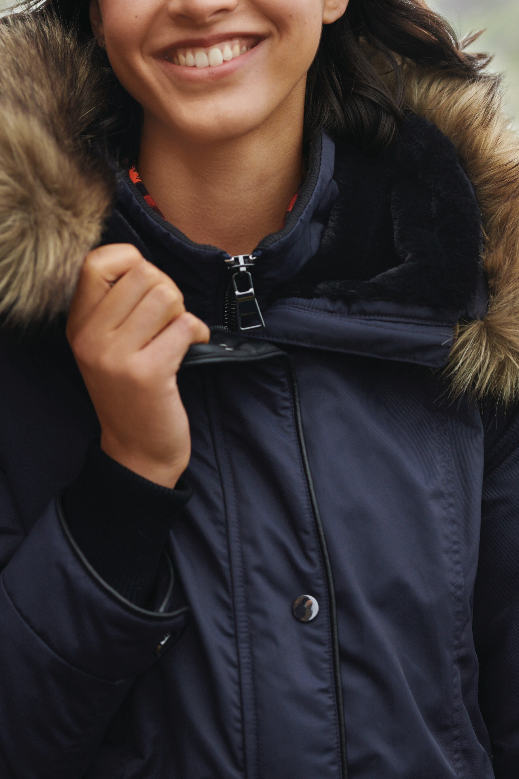 Buy Navy Blue Waterproof Faux Fur Hooded Coat from Next Luxembourg