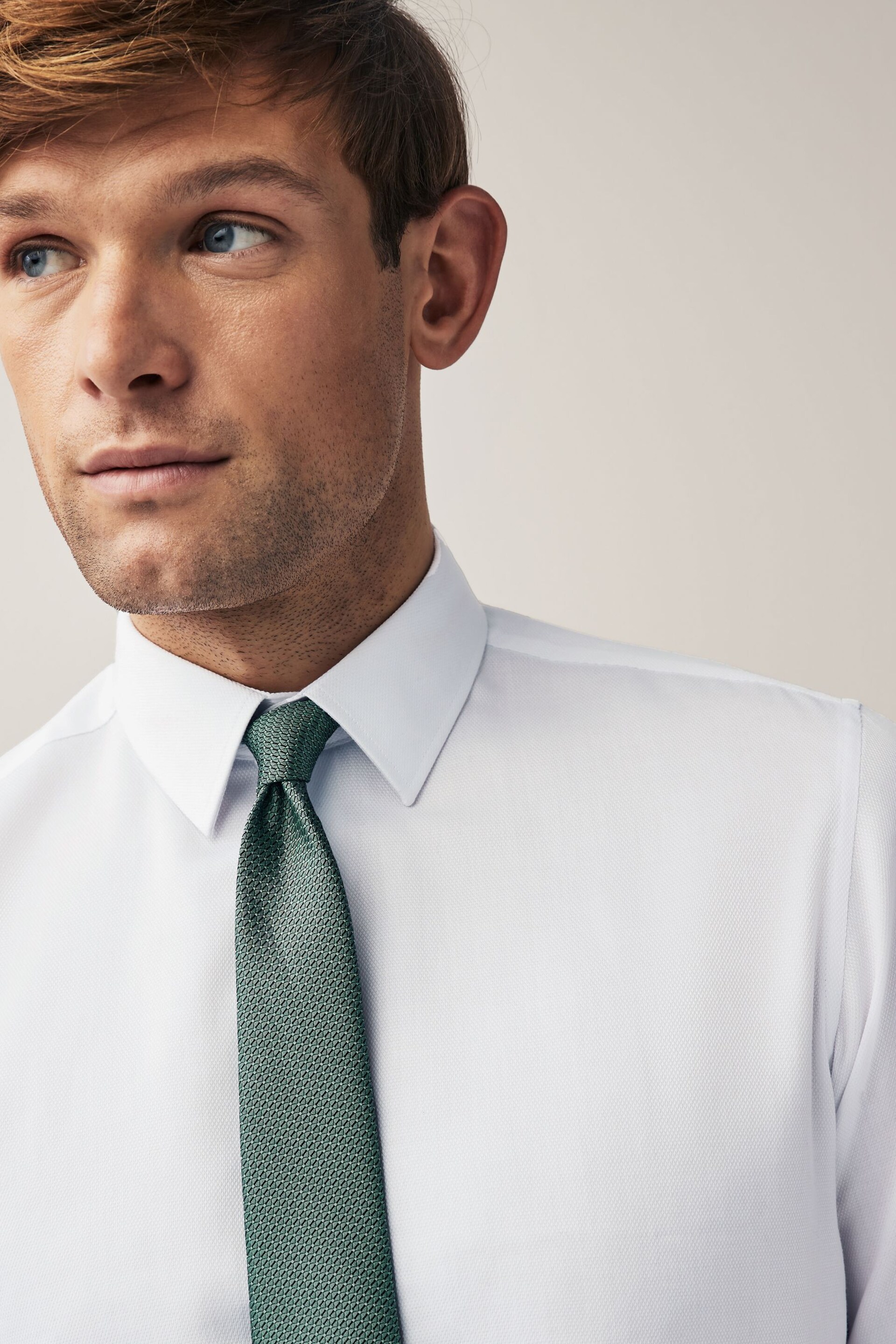 Sage Green/White Slim Fit Occasion Shirt And Tie Pack - Image 5 of 8