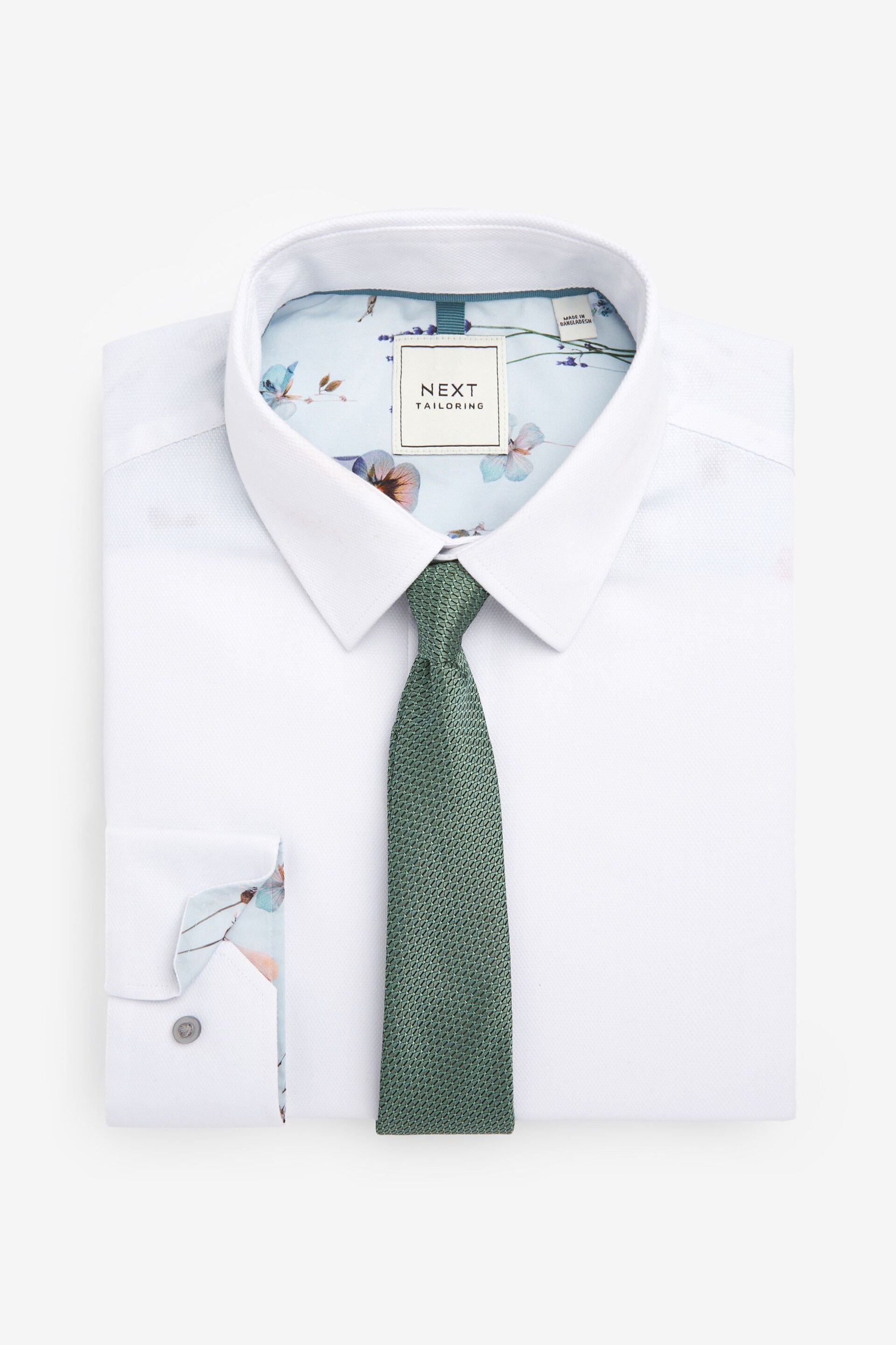 Sage Green/White Slim Fit Occasion Shirt And Tie Pack - Image 7 of 8