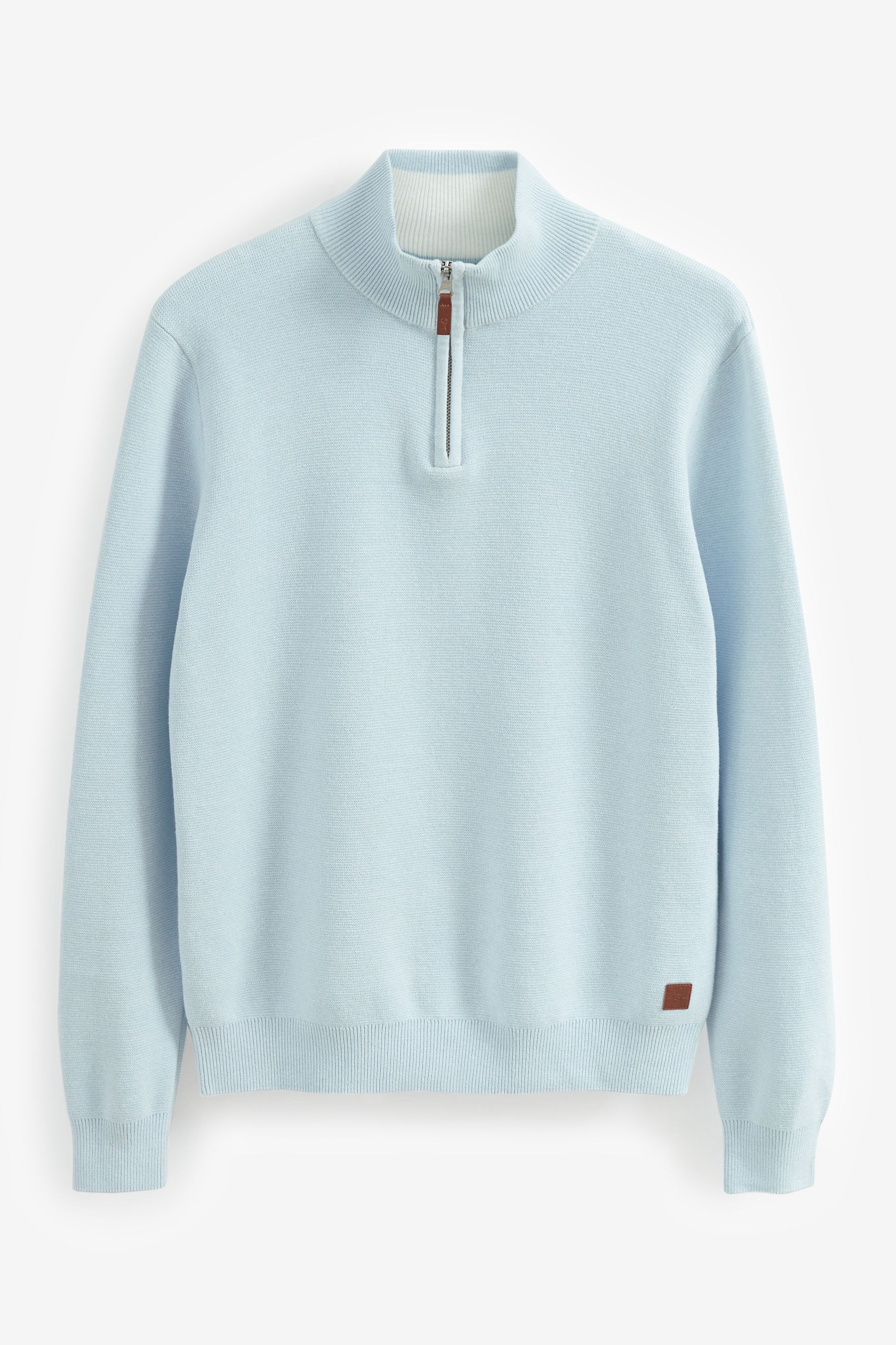 Buy Sky Blue Plain Regular Fit 100 Cotton Premium Zip Neck Jumper from the Next UK online shop