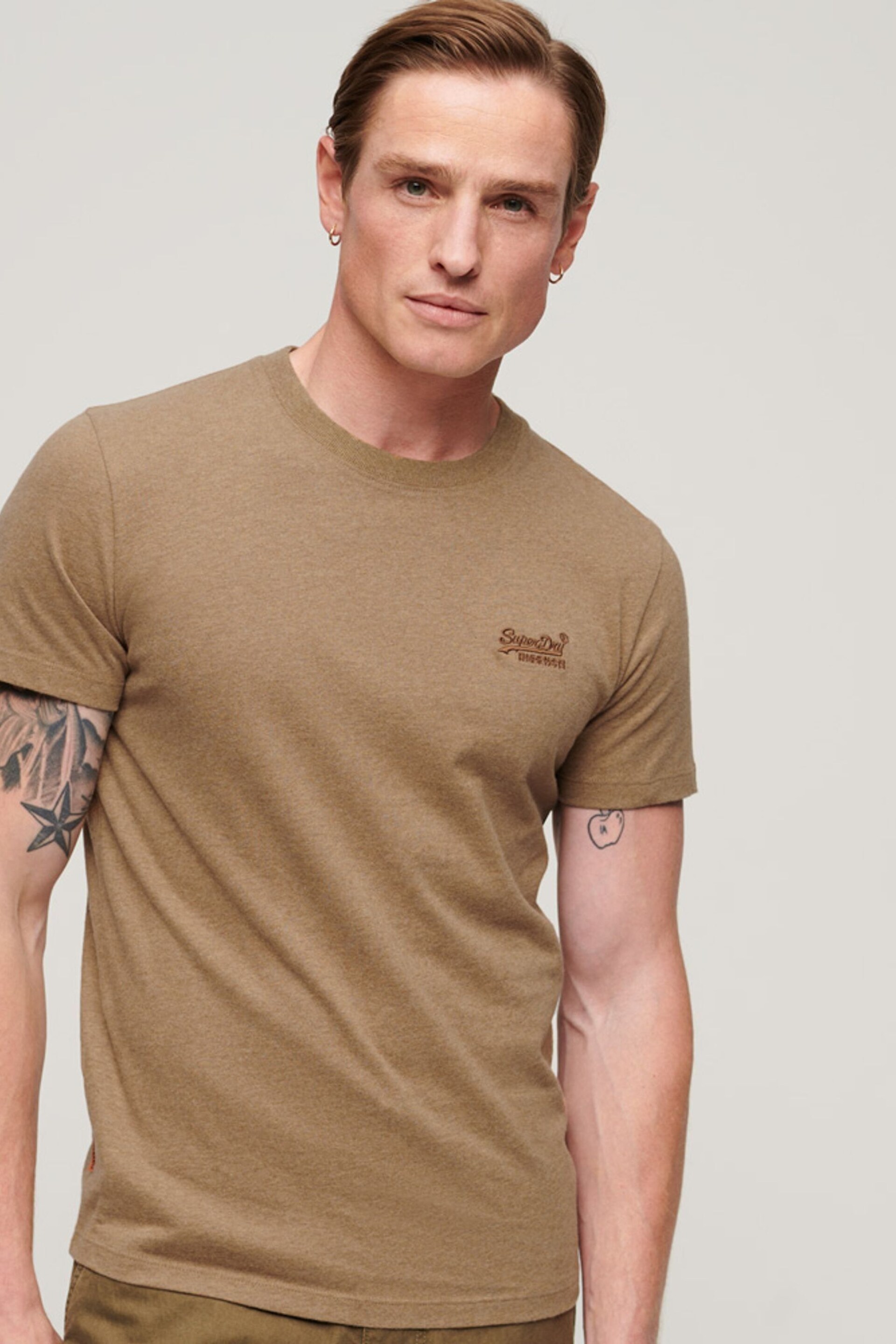 Superdry Brown Chrome Vintage Logo Cap Sleeve T-Shirt - Image 1 of 6