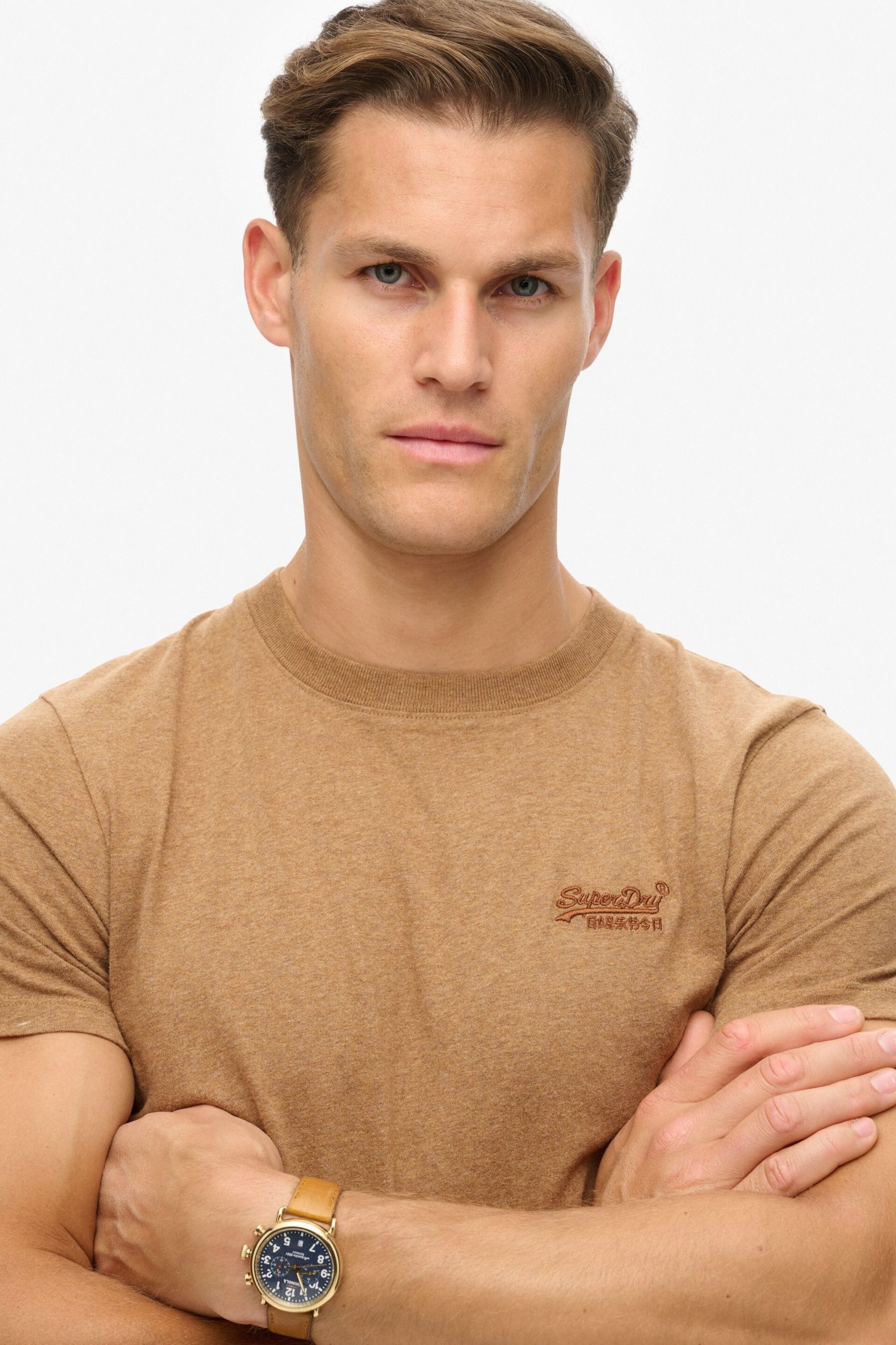 Superdry Brown Chrome Vintage Logo Cap Sleeve T-Shirt - Image 5 of 6