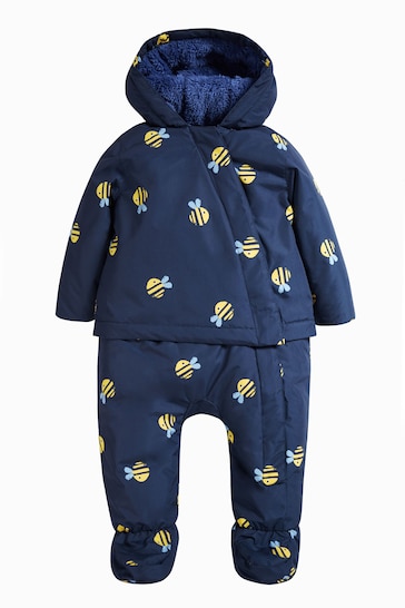 Frugi Navy Blue Bumble Bee  2-in-1 Pramsuit to Coat