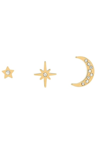 Olivia Burton Jewellery Ladies Gold Tone Celestial North Star & Moon Stud Earrings