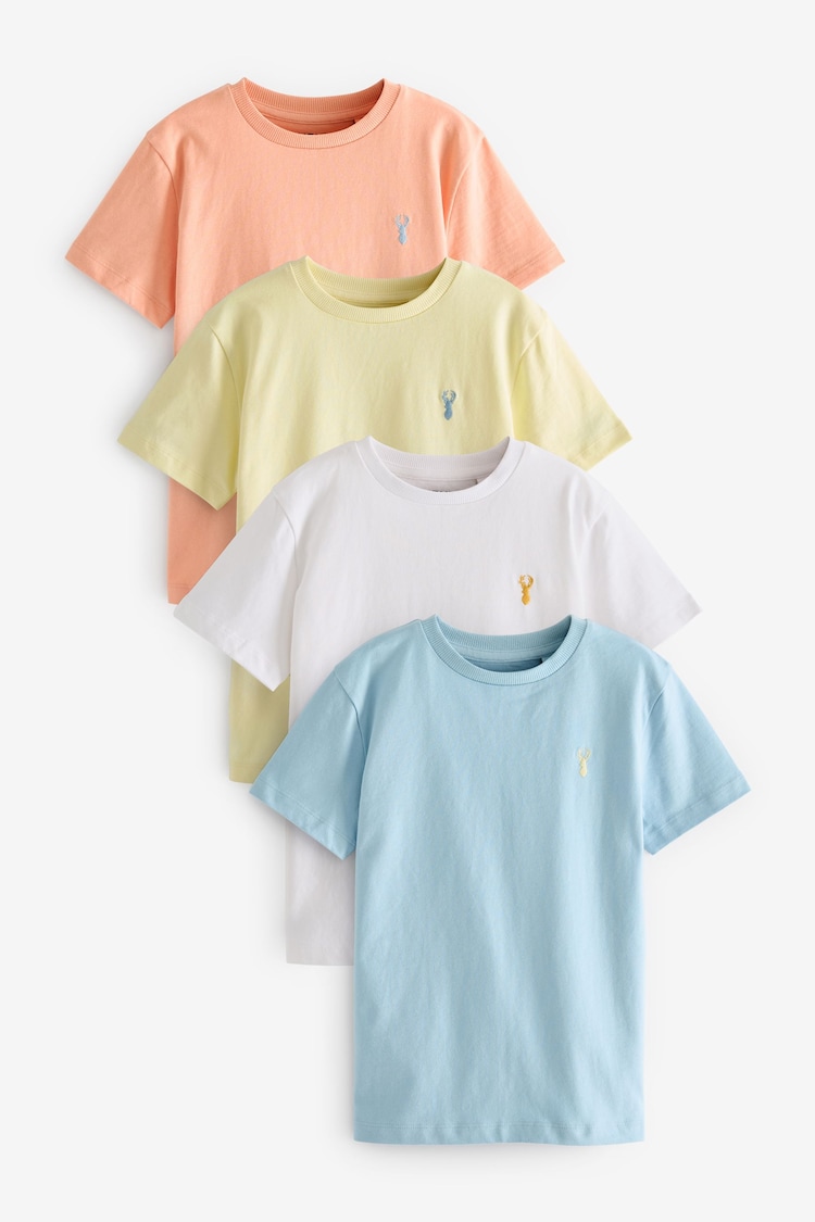 Multi Pastel Short Sleeve Stag Embroidered T-Shirts 4 Pack (3-16yrs) - Image 1 of 7