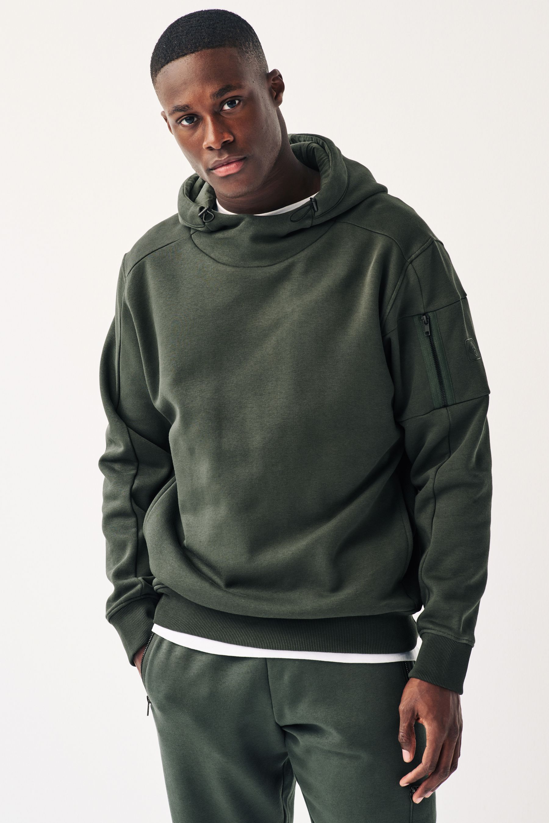 Buy Dark Green Cargo Utility Hoodie from Next Luxembourg