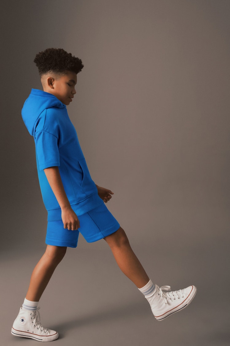 Cobalt Blue Short Sleeve Hoodie and Shorts Set (3-16yrs) - Image 2 of 6