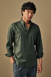Forest Green Regular Fit Brushed Flannel Shirt - Image 4 of 7