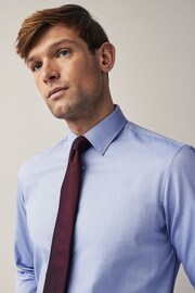 Light Blue/Burgundy Red Textured Regular Fit Single Cuff Shirt And Tie Pack - Image 4 of 8