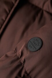 Superdry Brown Maxi Hooded Puffer Coat - Image 6 of 6