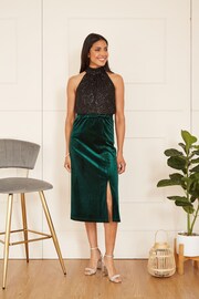 Yumi Green Velvet Skirt With Front Slit - Image 3 of 4