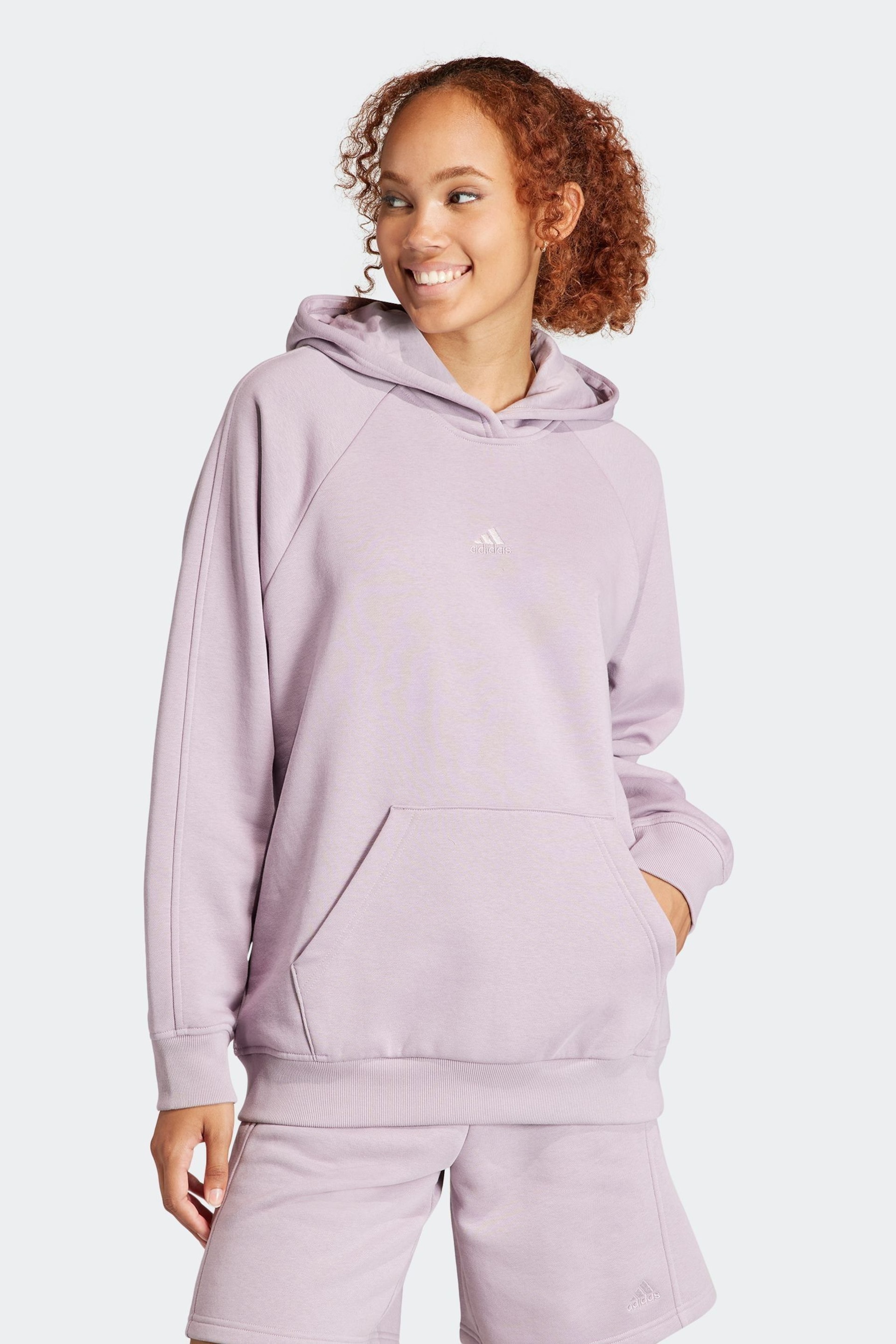 adidas Purple Boyfriend Sportswear All Szn Fleece Hoodie - Image 1 of 7