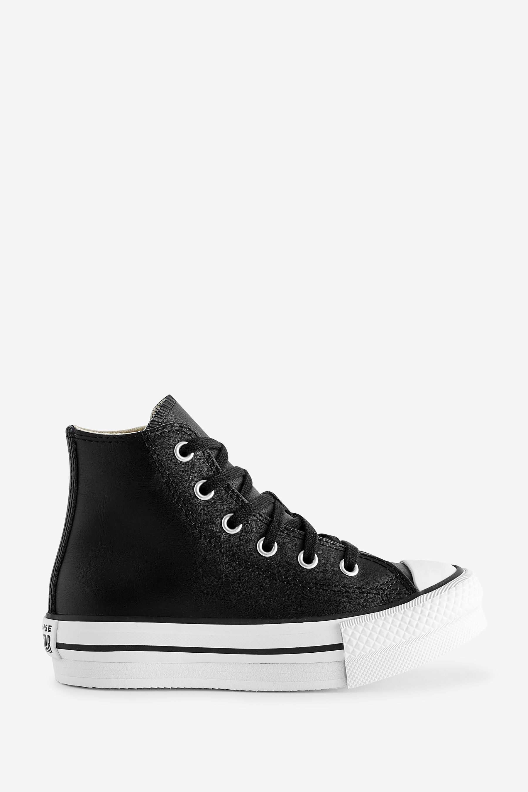 Junior black top leather converse