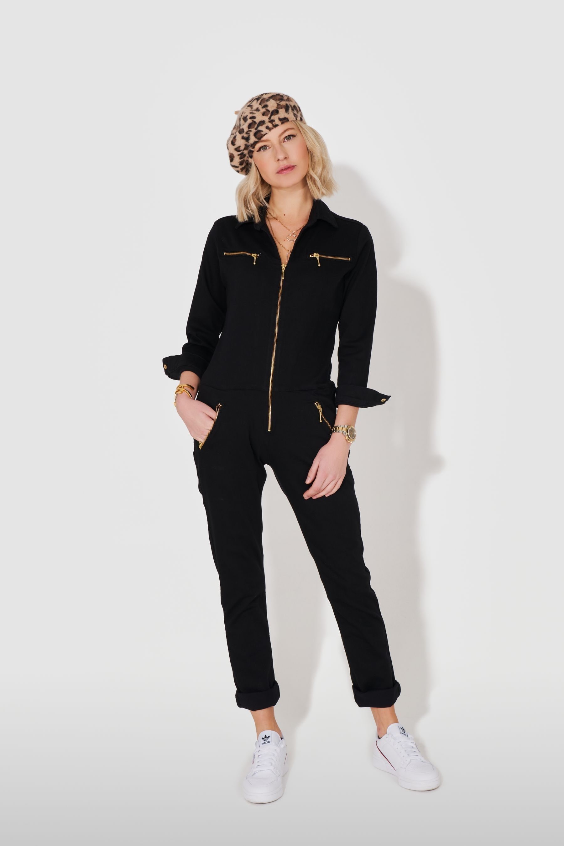 DONNA IDA Slim Fit Dolly Denim Black Jumpsuit
