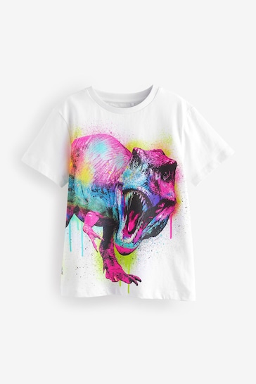 Buy White Rainbow Dino Short Sleeve Graphic T-Shirt (3-16yrs) from the Next UK online shop