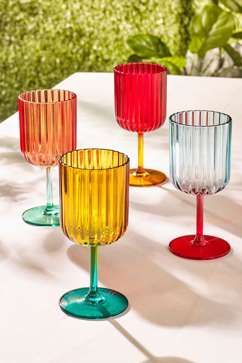 Multi Bright Plastic Picnic Drinkware Set of 4 Wine Glasses - Image 1 of 4