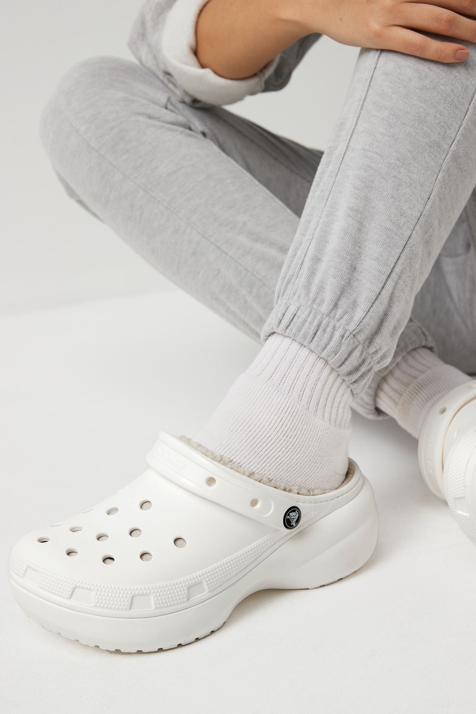 White lined crocs hotsell