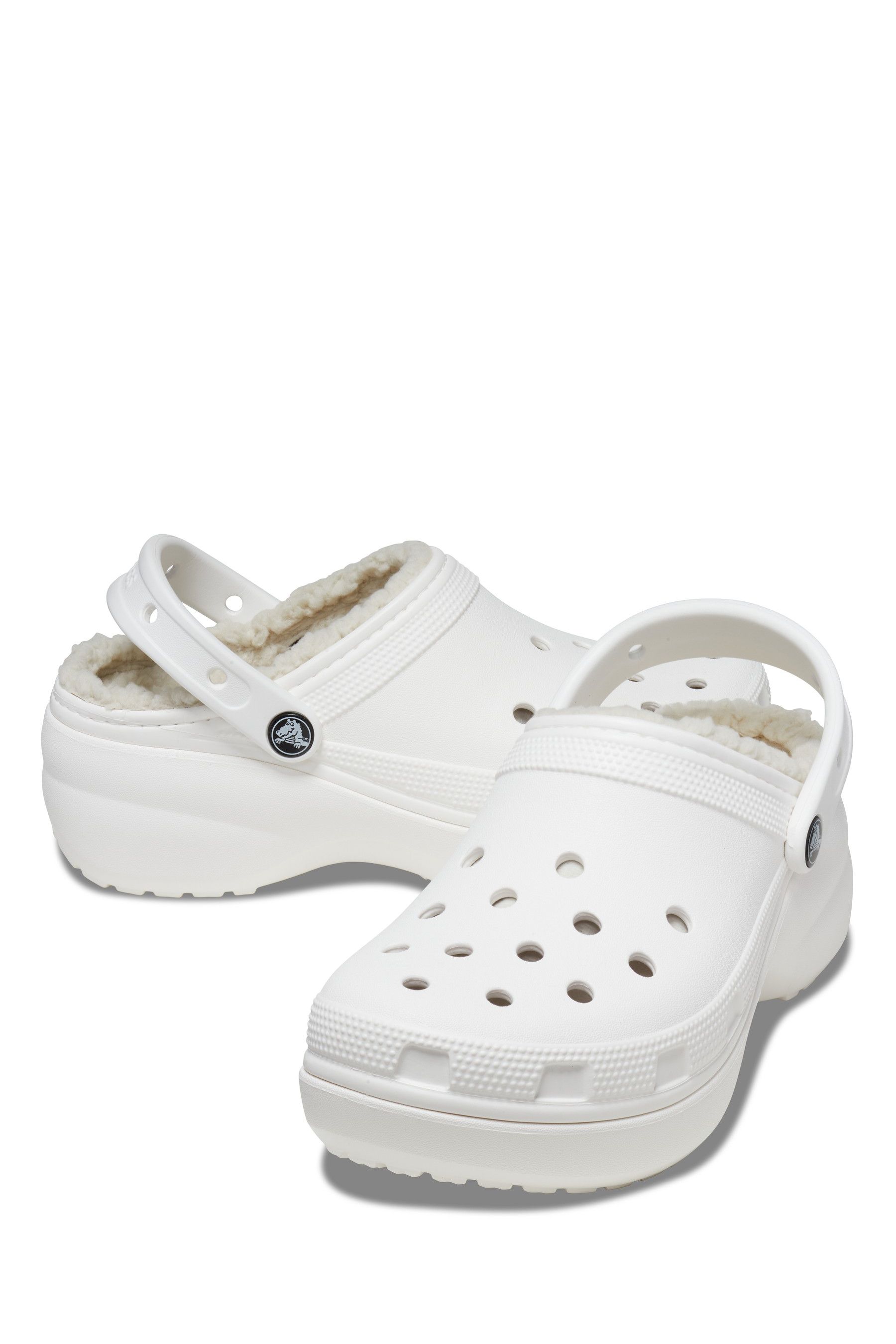 Buy Crocs Classic Fluffy Lined Platform White Clogs from the Next