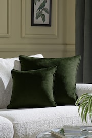 Dark Green 43 x 43cm Matte Velvet Cushion - Image 2 of 6