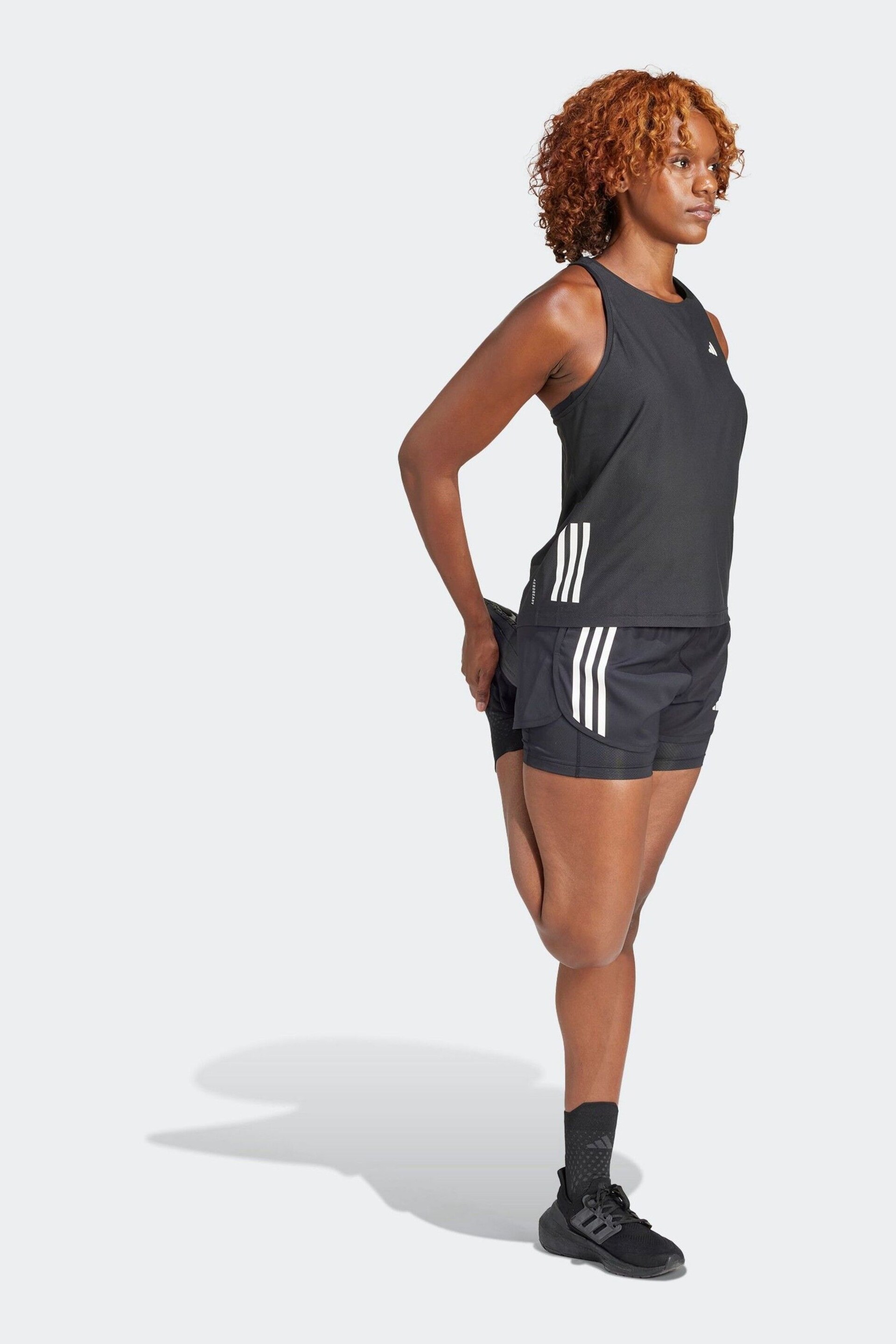 adidas Black 3 Strip 2-in-1 Shorts - Image 3 of 6