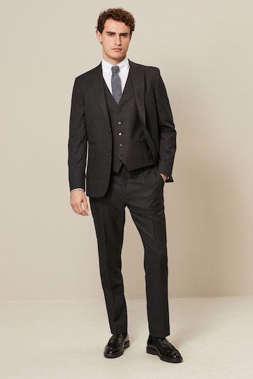 Brown Textured Suit: Waistcoat