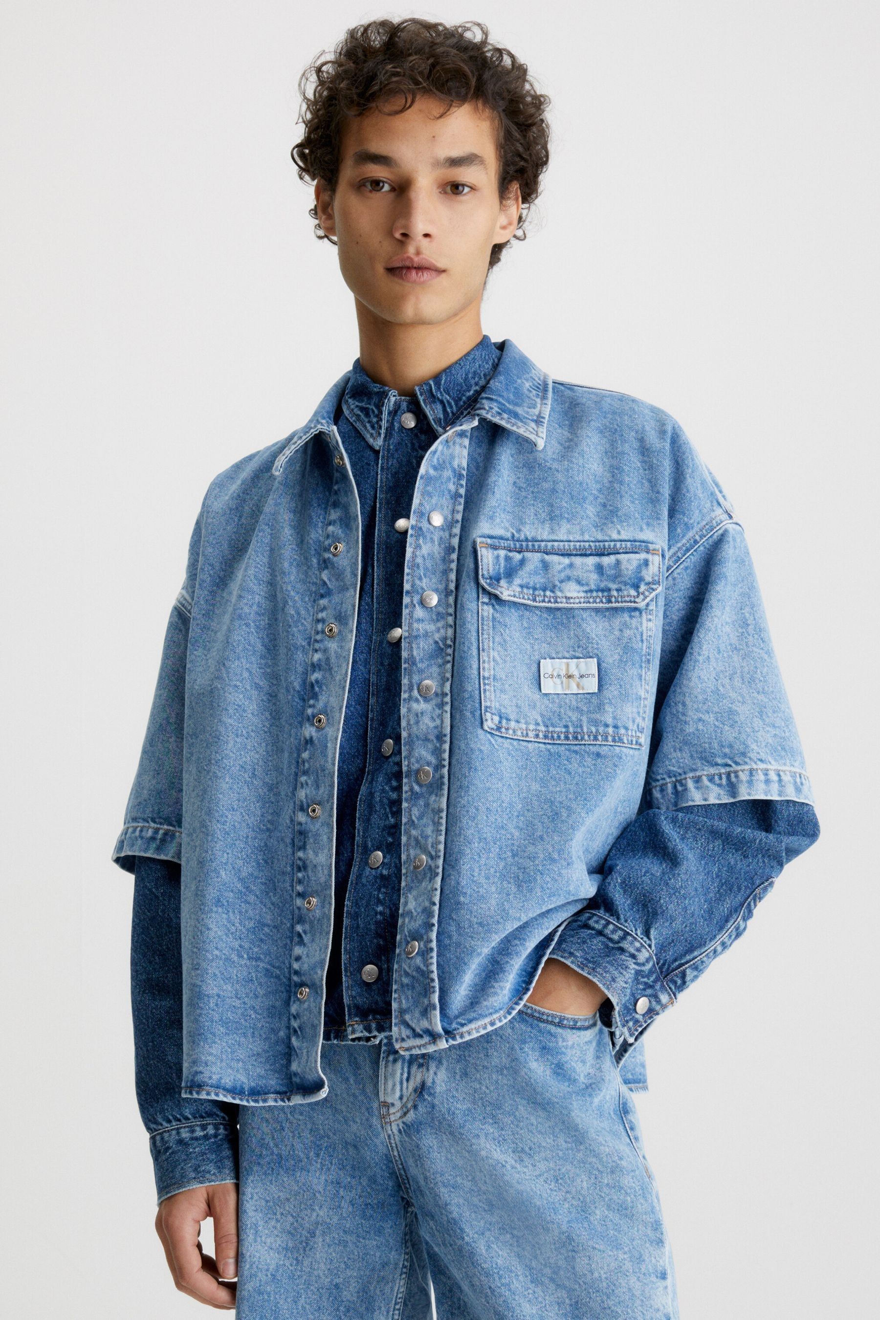 Buy Calvin Klein Jeans Oversized Blue Short Sleeve Denim Shirt from Next Luxembourg