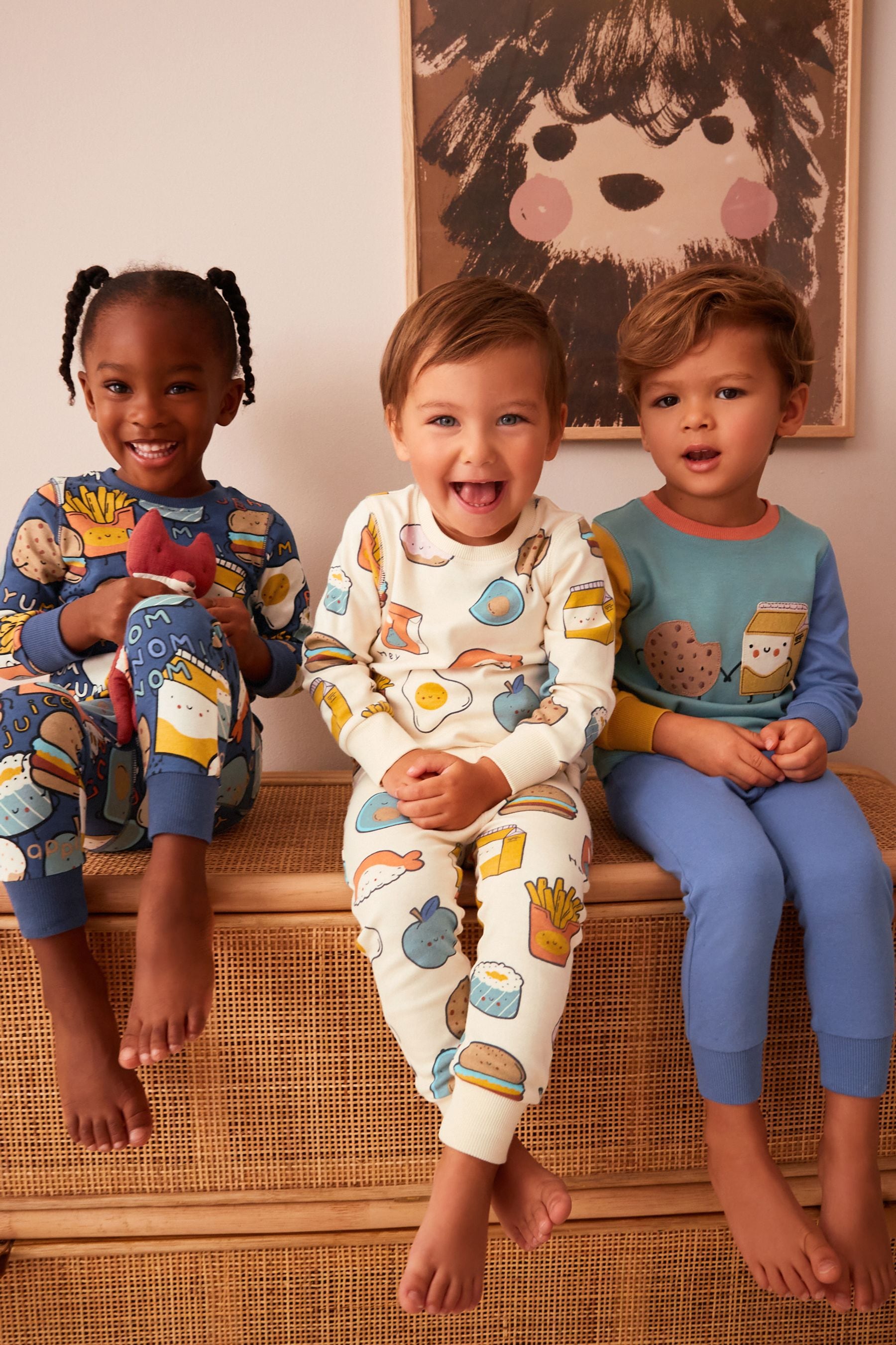 Buy Blue Green Food Snuggle Pyjamas 3 Pack 9mths 8yrs from Next Luxembourg