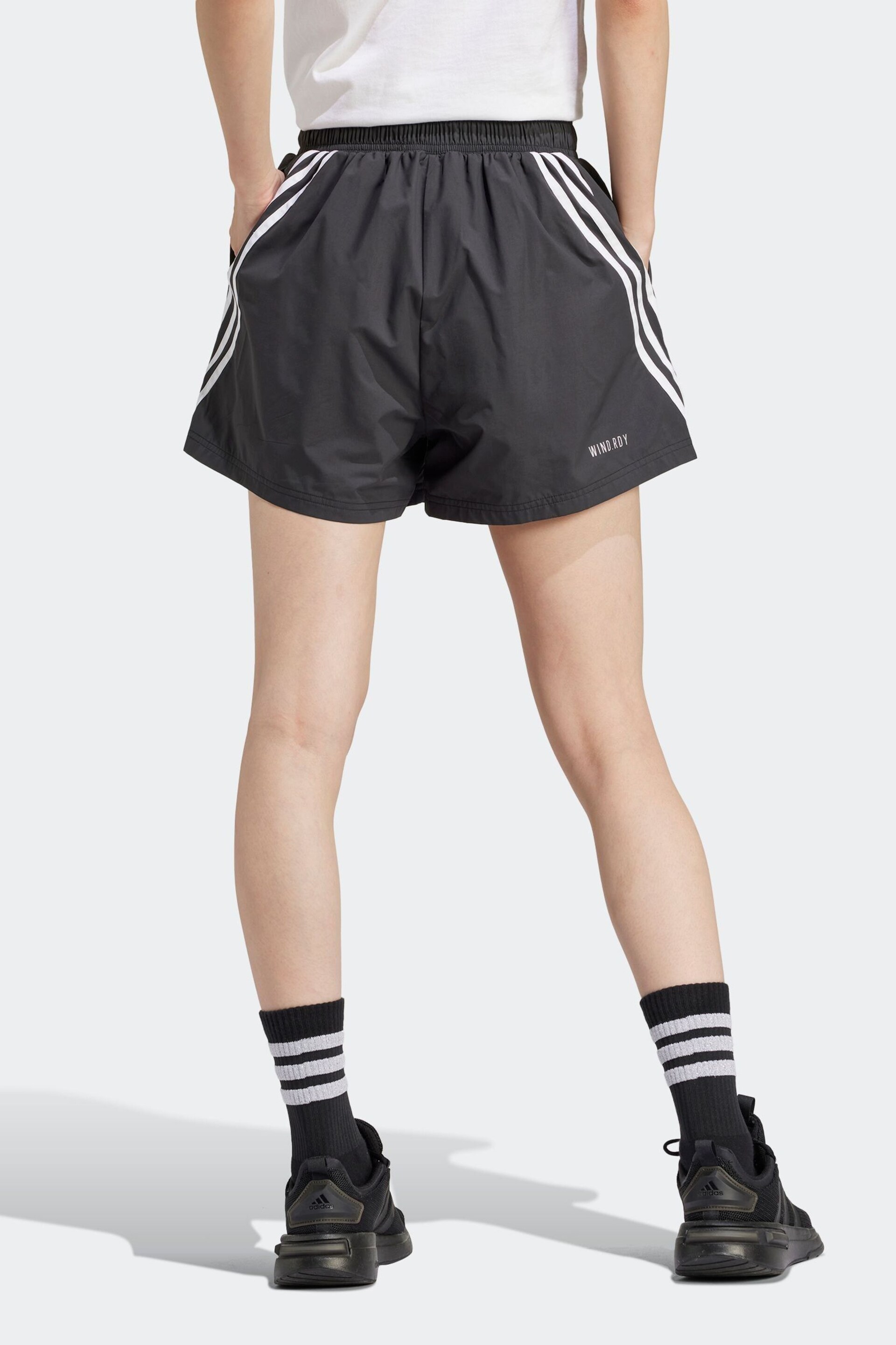 adidas Black Sportswear Future Icons 3-Stripes Woven Shorts - Image 2 of 6