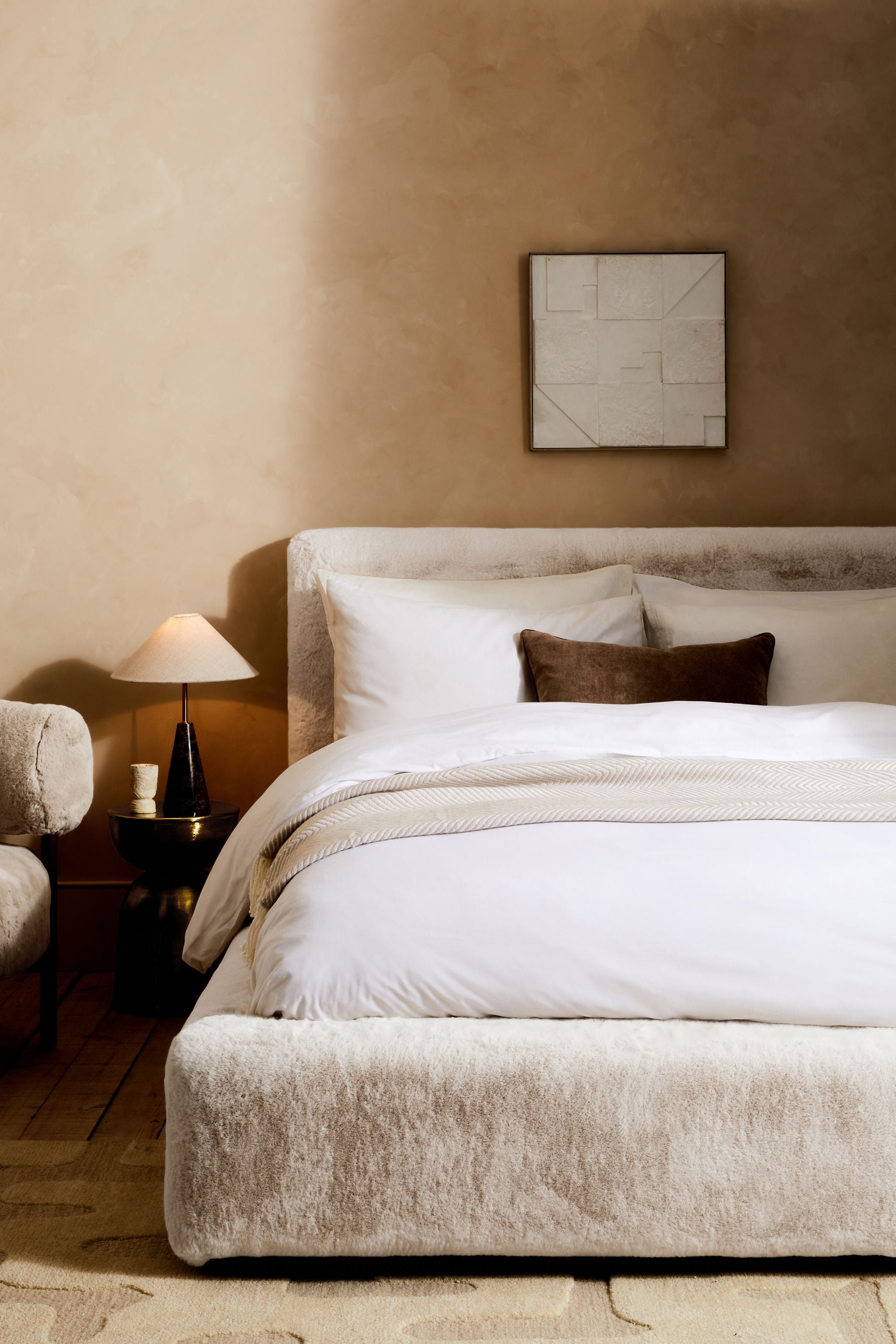 Linen covered outlet bed frame