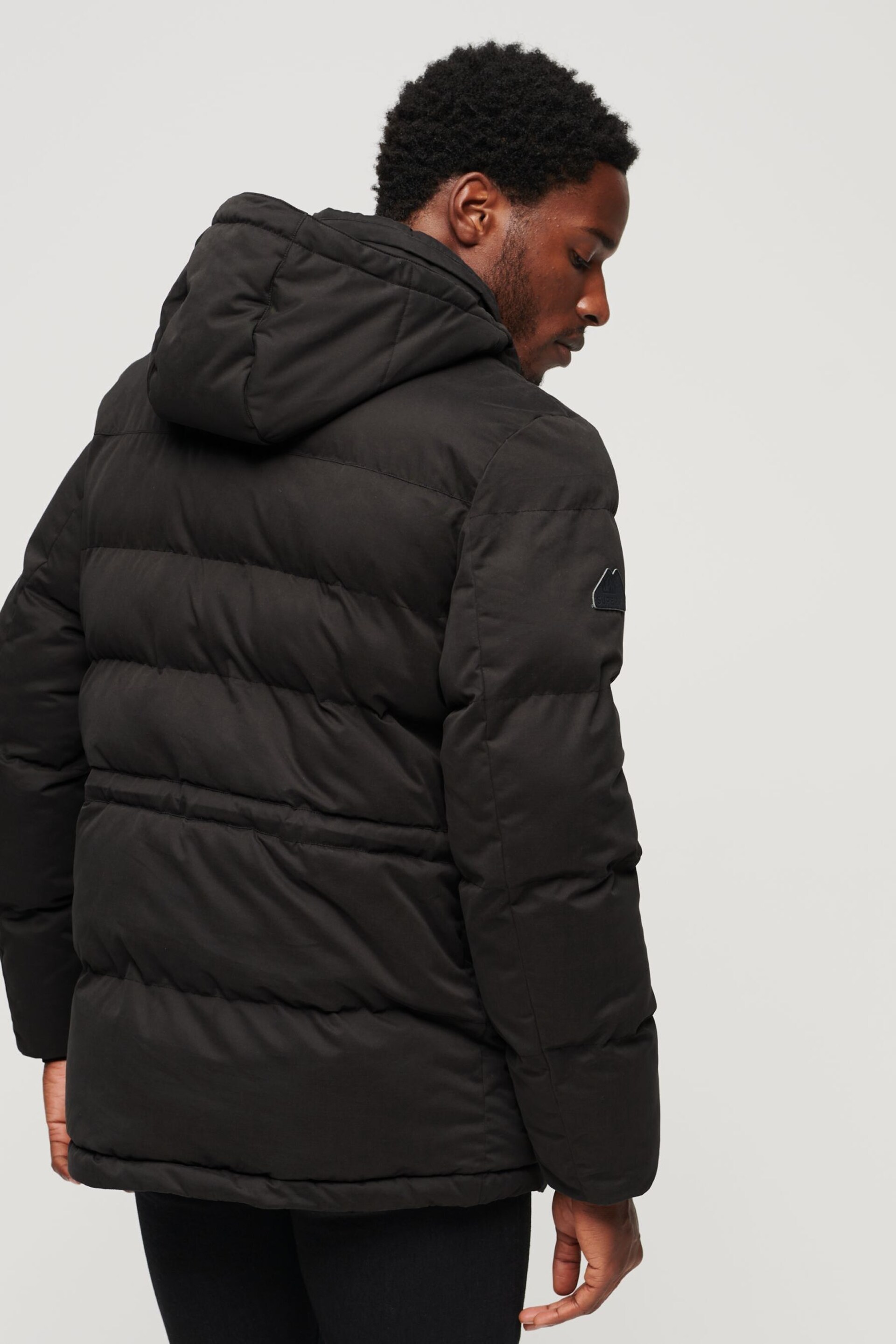 Superdry Black Hooded Parka Jacket - Image 2 of 6