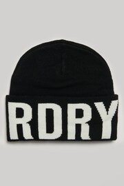 Superdry Black Branded Knitted Beanie Hat - Image 1 of 2