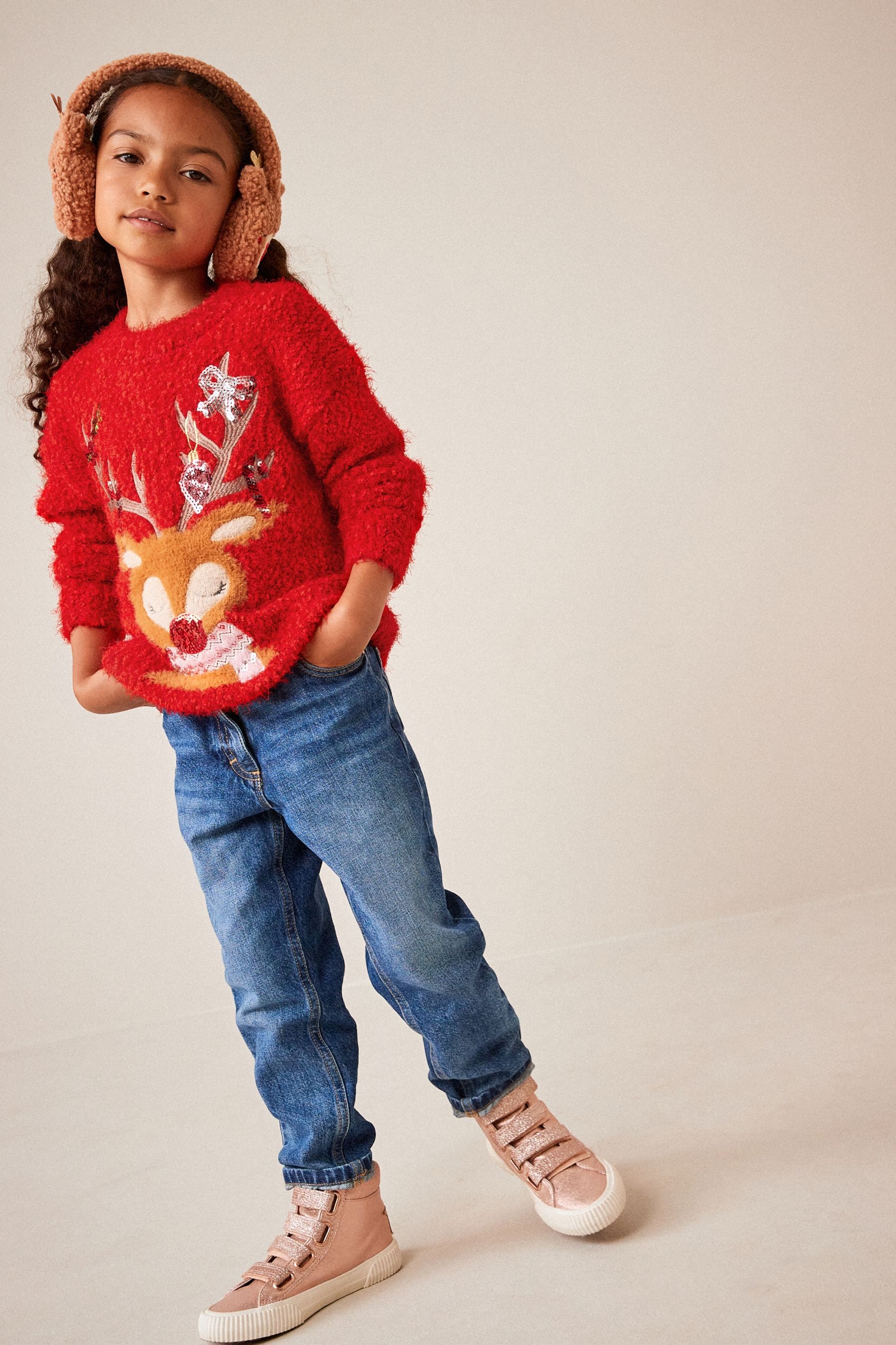 Buy Red Reindeer Christmas Jumper 3 16yrs from Next Luxembourg