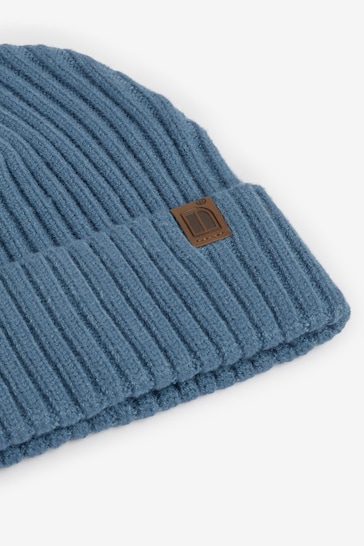 Mineral Blue Knitted Rib Beanie Hat (1-16yrs)