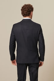 Navy Slim Fit Textured Wool Suit: Jacket - Image 4 of 12