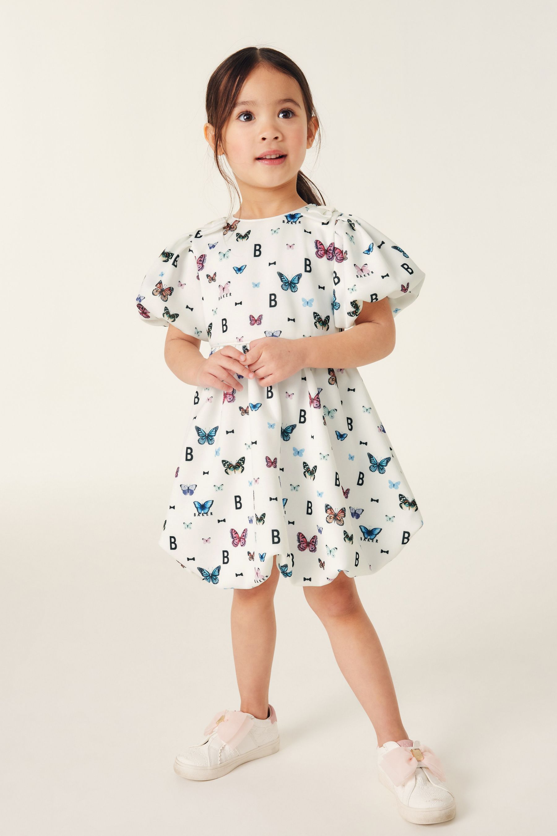 Buy Baker by Ted Baker White Butterfly Bubble Hem Scuba Dress from Next Luxembourg