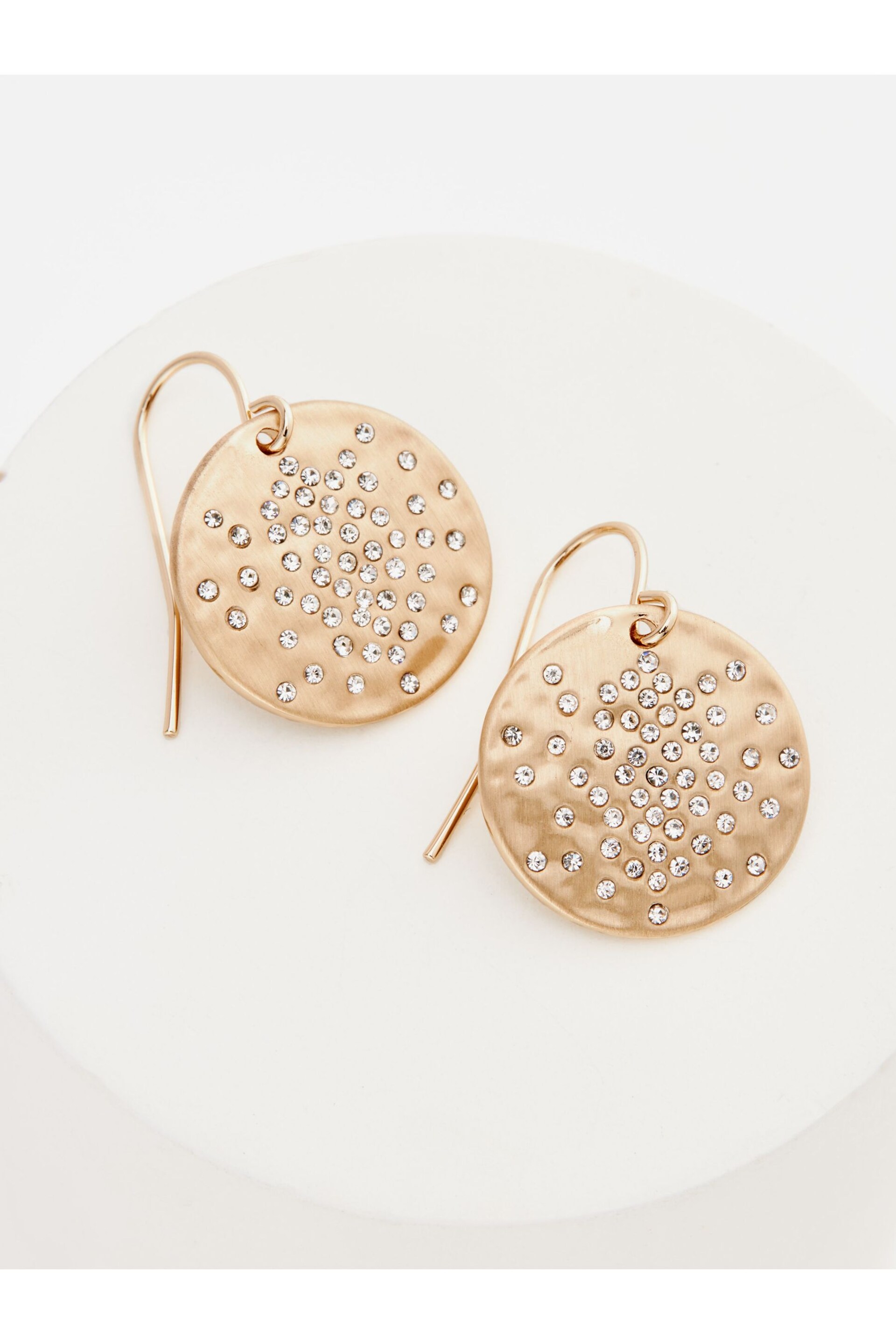 Gold Tone Sparkle Disc Earrings - Image 1 of 1