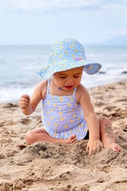 JoJo Maman Bébé Blue Lemon UPF 50 Floppy Sun Hat - Image 1 of 7