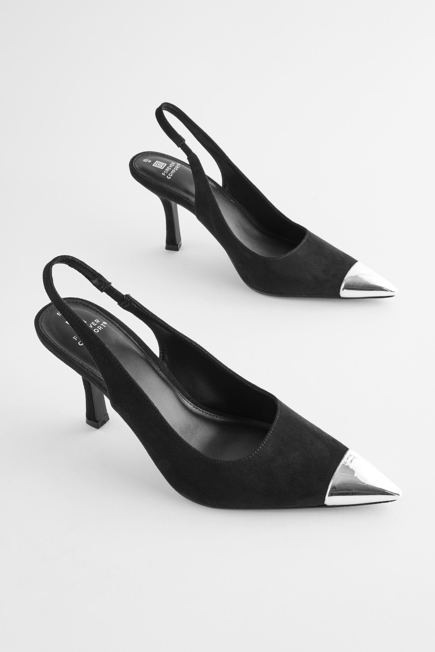 Buy Black Forever Comfort Metallic Toe Slingback Heels from Next Luxembourg