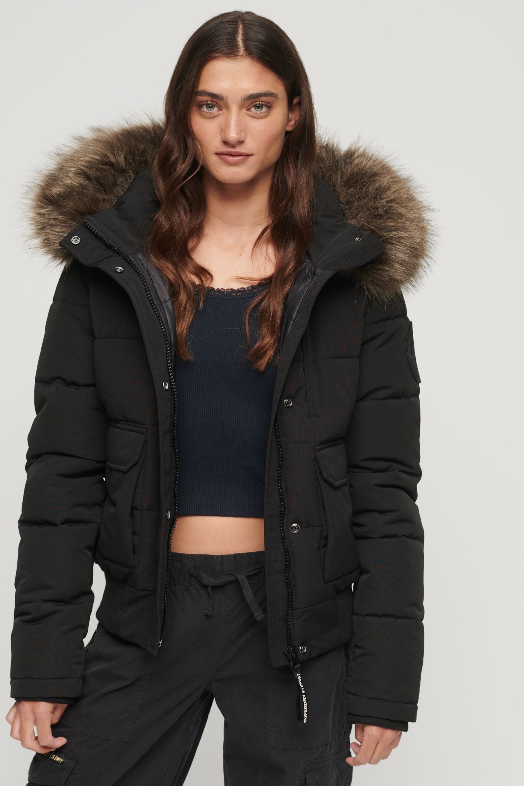 Hooded puffer shop bomber jacket