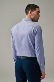 Navy Blue/White Textured Slim Fit Signature Super Non Iron Single Cuff Shirt with Cutaway Collar - Image 2 of 8